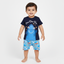 NAVY BLUE DOO DOO SHARK PRINTED HALF BODY ROMPER