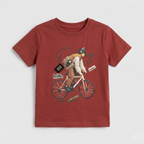 Red Cycle Print Half Sleeves T-Shirt For Boys