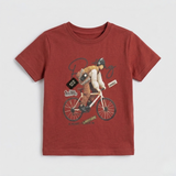 Red Cycle Print Half Sleeves T-Shirt For Boys