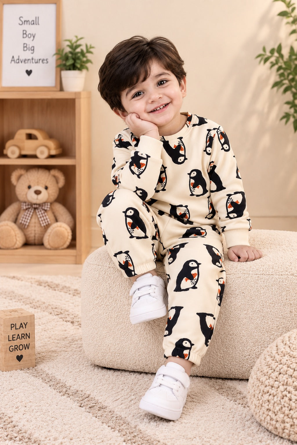 Cream Penguin Cozy Luxe Suit
