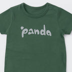 DARK GREEN PANDA PRINT HALF BODY ROMPER