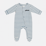 White With Blue Panda Stripes Romper For Winters