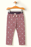 BROWN FLOWERS PRINT WITH POCKET RIBBED FABRIC PAJAMA TROUSER