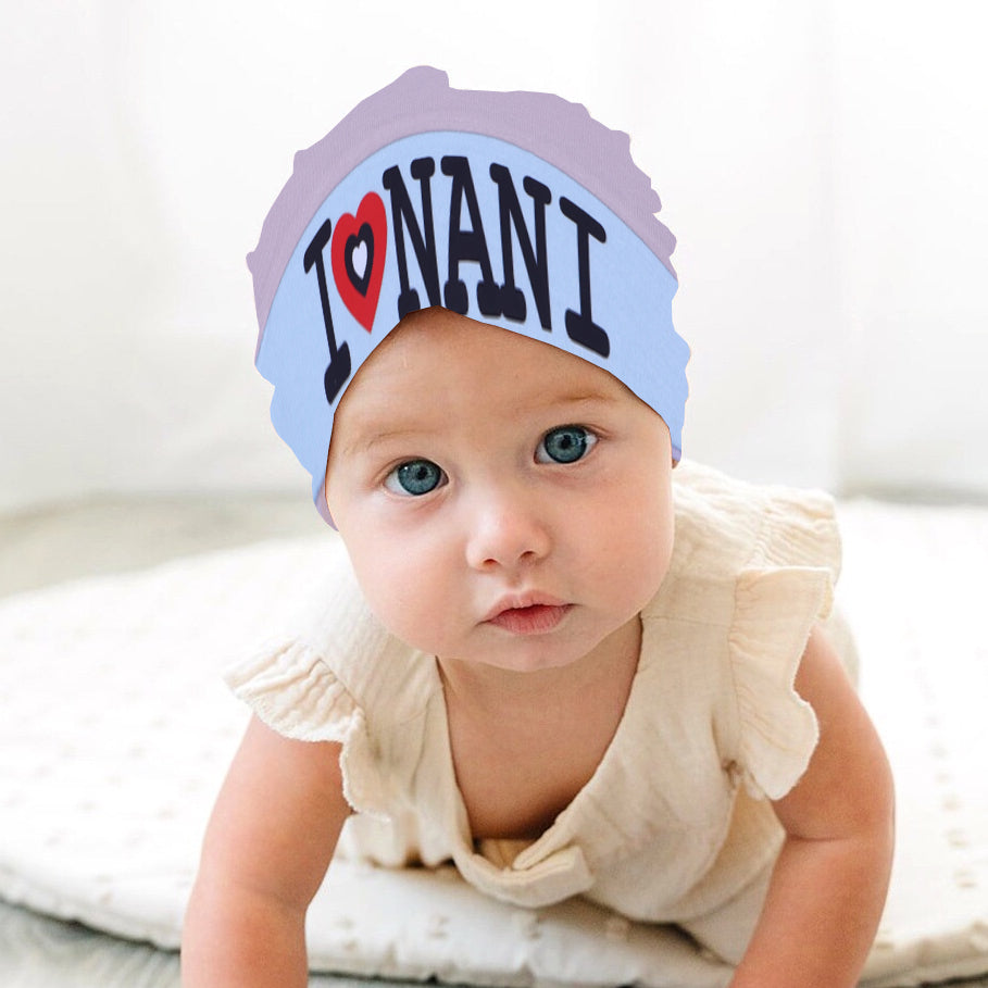 CREAM & BLUE "I LOVE NANI" PRINTED CAP UNISEX