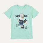 Turquoise Catoon Print Half Sleeves T-Shirt For Boys