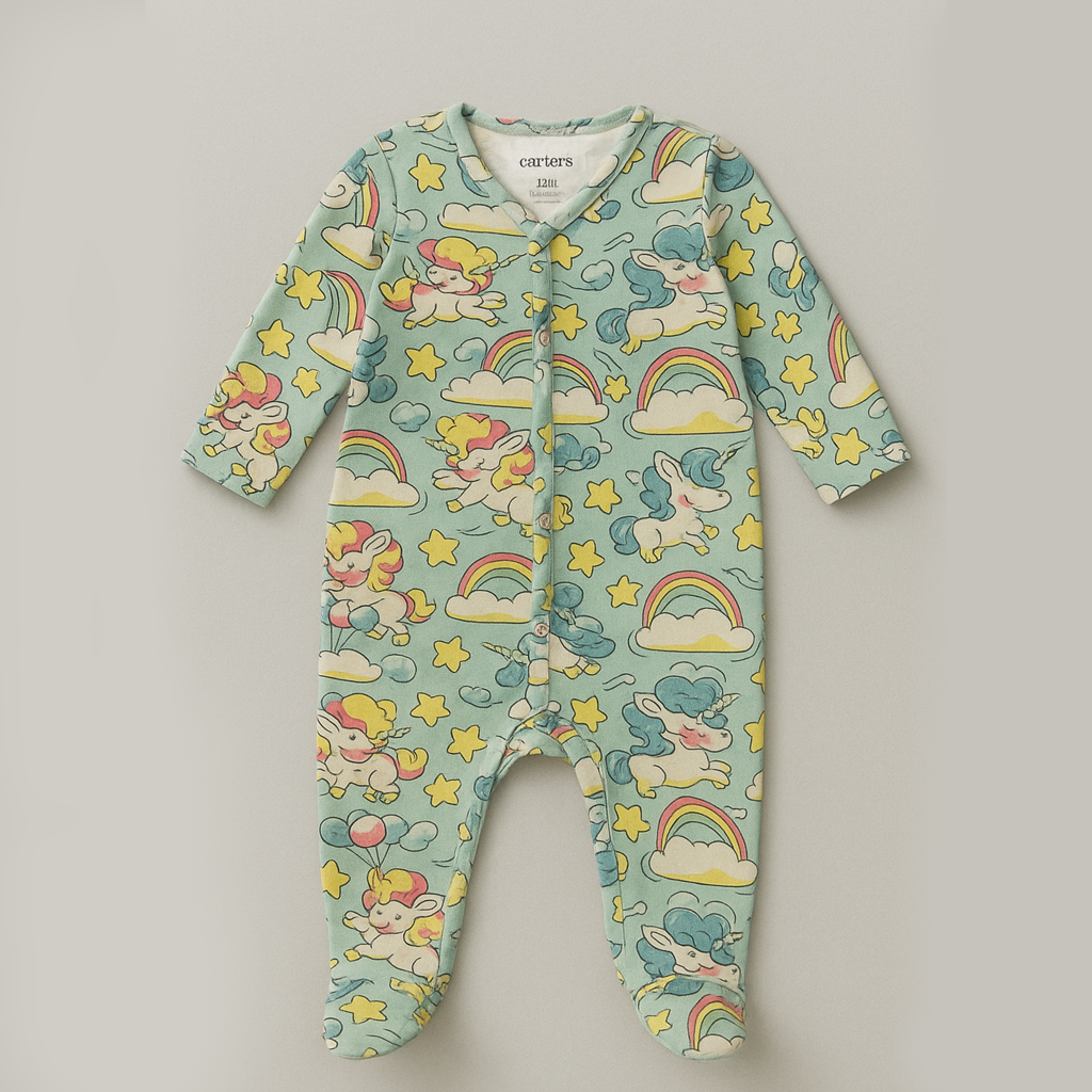 Blue Unicorn Print Romper For Winters