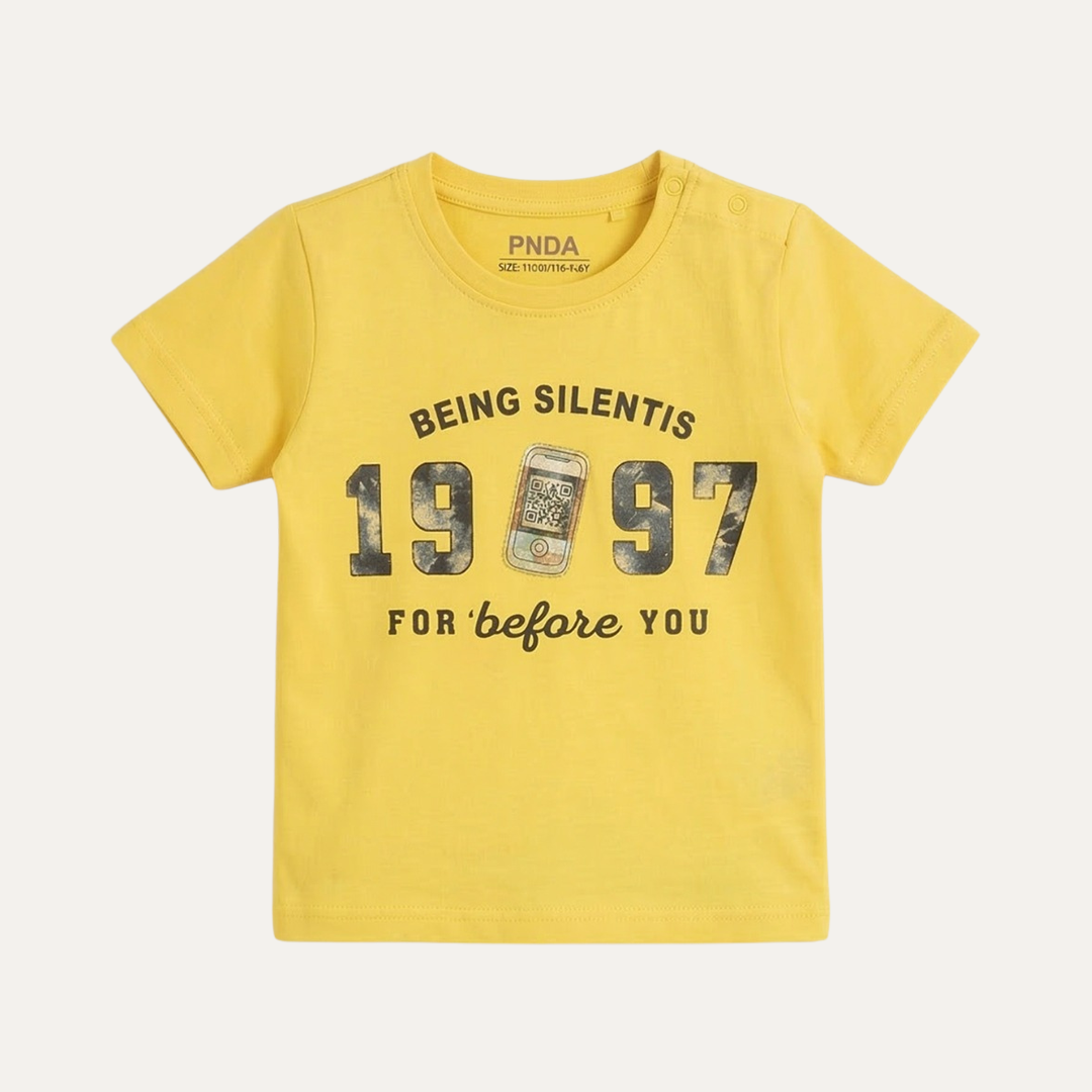Yellow 1997 Print Half Sleeves T-Shirt For Boys Secondary image