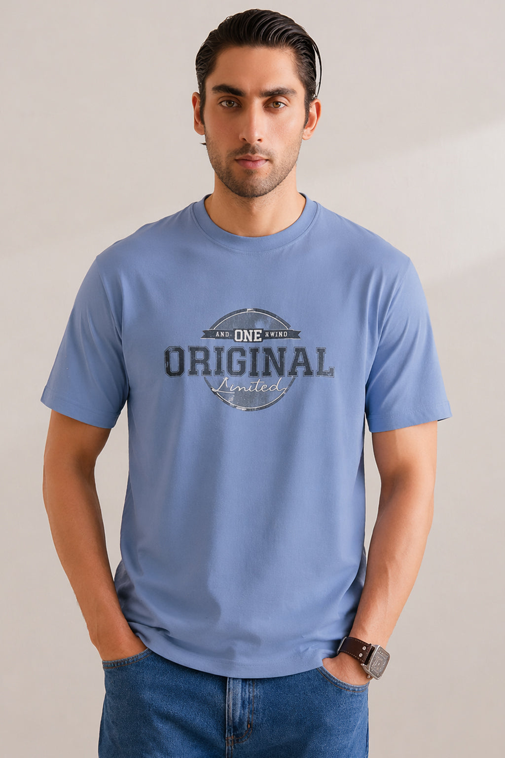 BLUE "ORIGINAL" PRINT T-SHIRT FOR MEN Main image