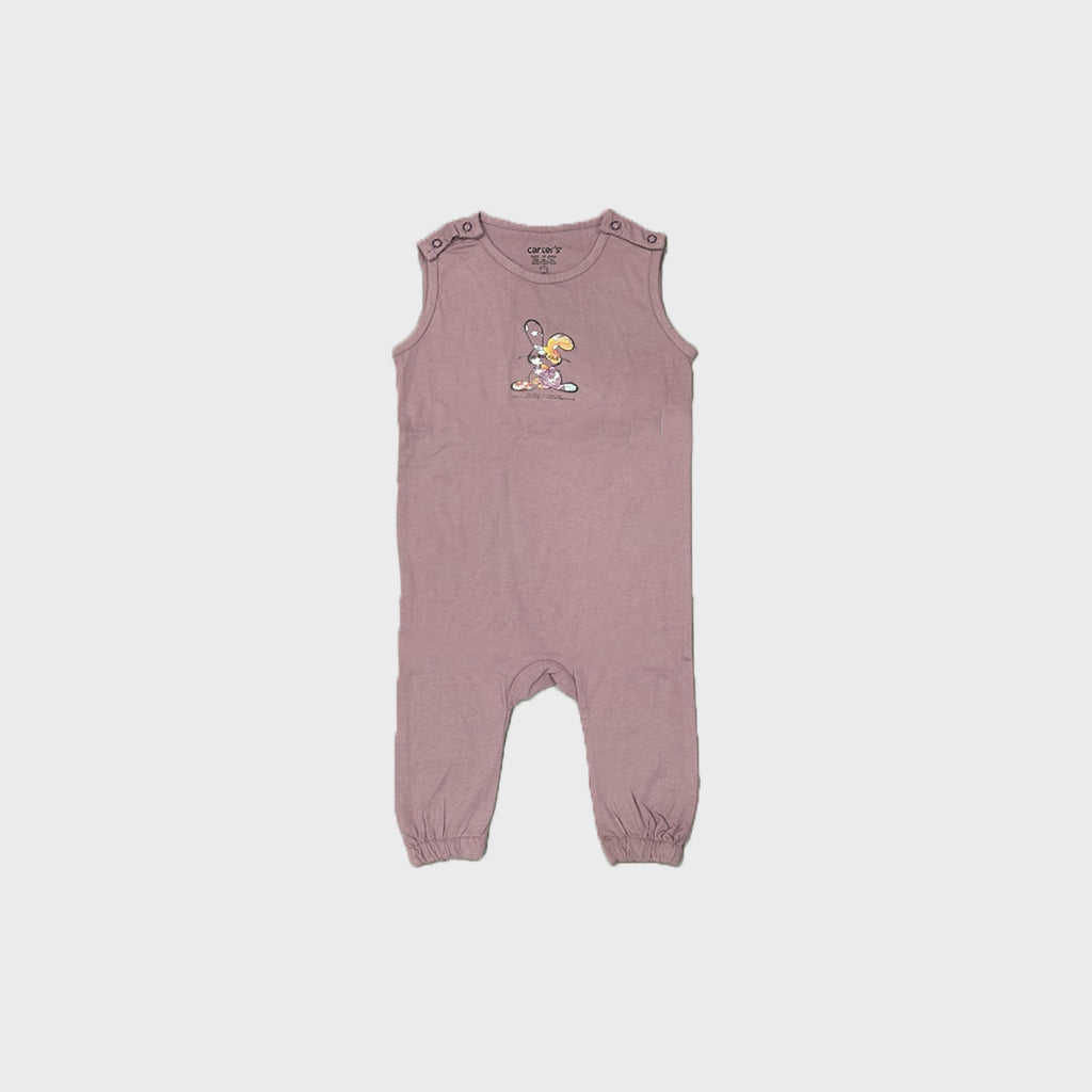 PURPLE RABBIT PRINT HALF BODY ROMPER