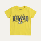 Yellow Reload Print Half Sleeves T-Shirt For Boys