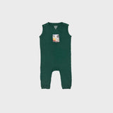 DARK GREEN TAKE A BREAK PRINT HALF BODY ROMPER
