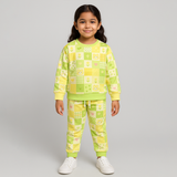 Yellow Bunny & Mix Print Fleece Fabric Suit For Winters