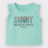 SKY BLUE "SUNNY BEACH DAYS" PRINT T-SHIRT TOP FOR GIRLS