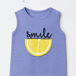 Load image into Gallery viewer, LIGHT PURPLE LEMON SMILE PRINT SLEEVES LESS FULL BODY ROMPER
