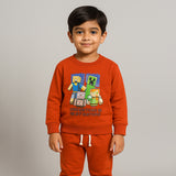 Brown Minecraft Print Fleece Fabric Suit For Winters