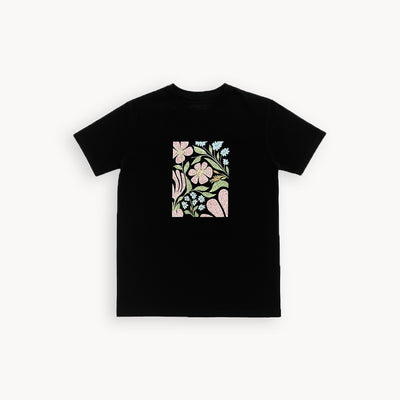 BLACK FLOWERS PRINT T-SHIRT FOR WOMEN