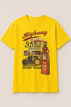 MUSTARD "HIGHWAY" PRINT T-SHIRT FOR MEN