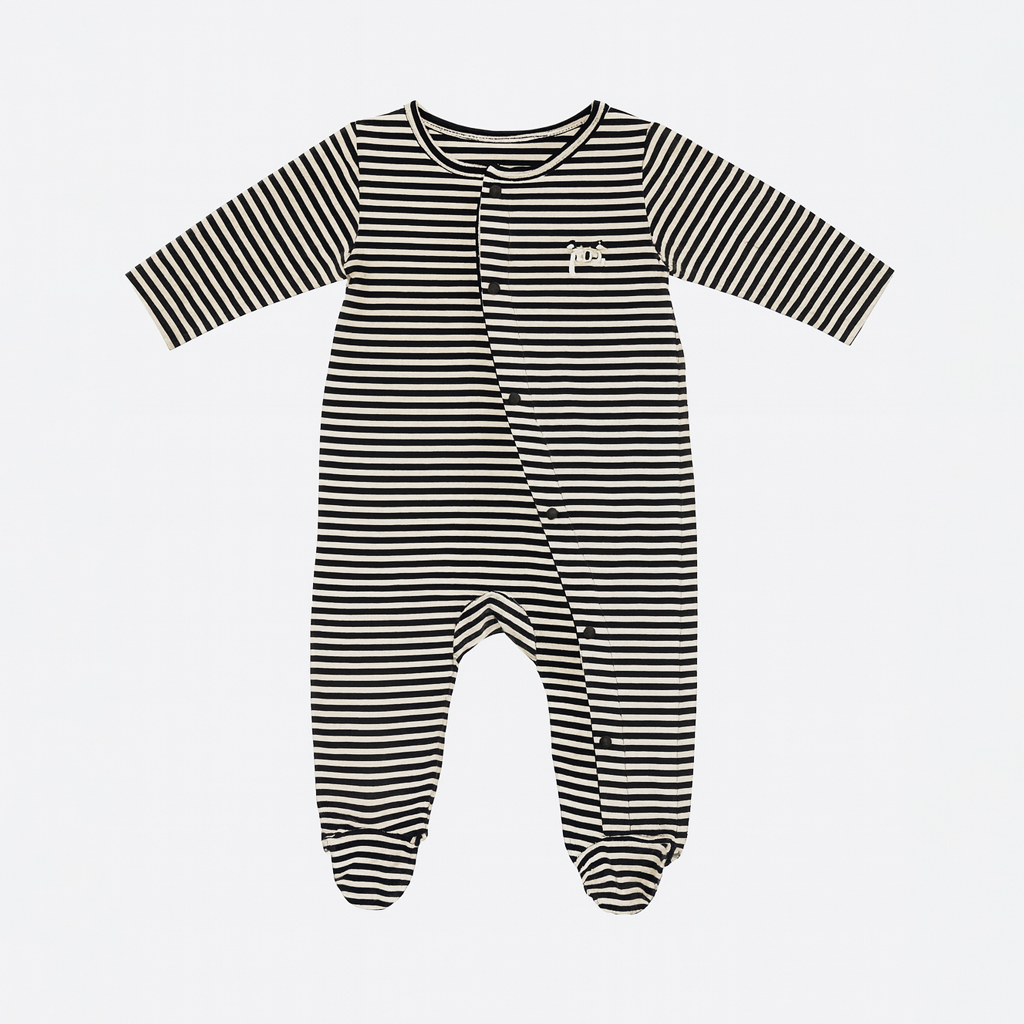 White With Black Panda Stripes Romper For Winters Secondary image