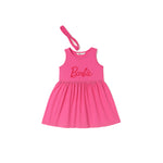 Load image into Gallery viewer, PINK WITH HAIR BAND BARBIE PRINT FROCK FOR GIRLS
