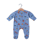 DULL BLUE PLANETS & ROBOTS PRINT FULL BODY FULL SLEEVES ROMPERS