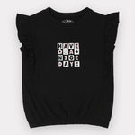 Load image into Gallery viewer, BLACK &quot;HAVE A NICE DAY&quot; T-SHIRT TOP FOR GIRLS

