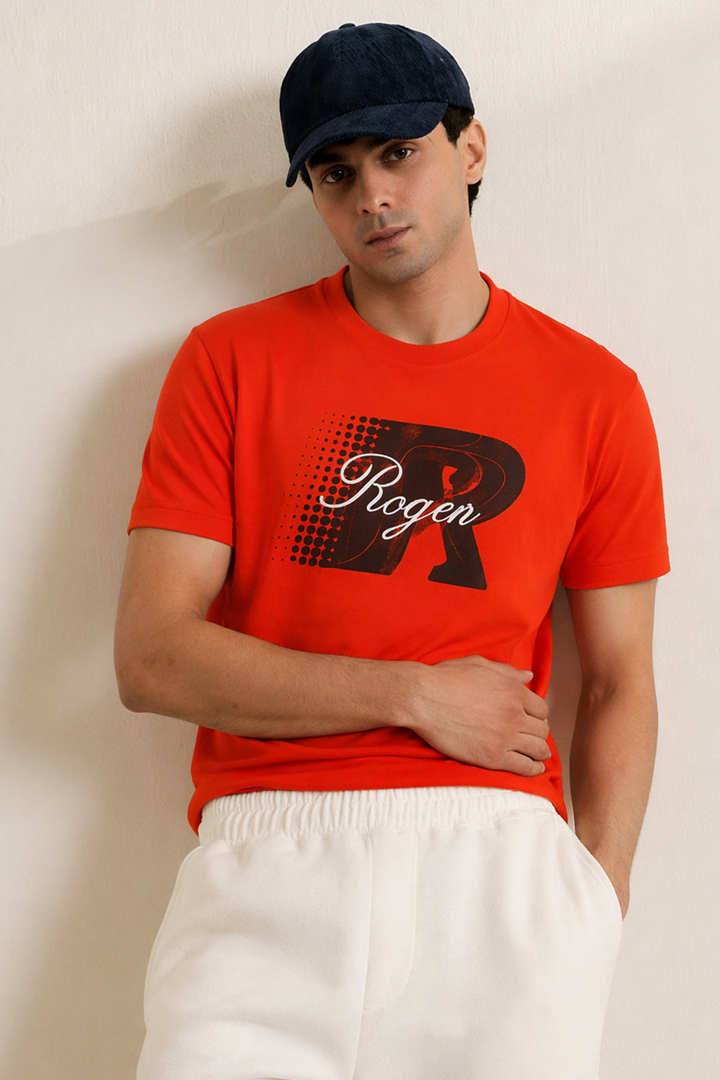 ORANGE "ROGER" PRINT T-SHIRT FOR MEN