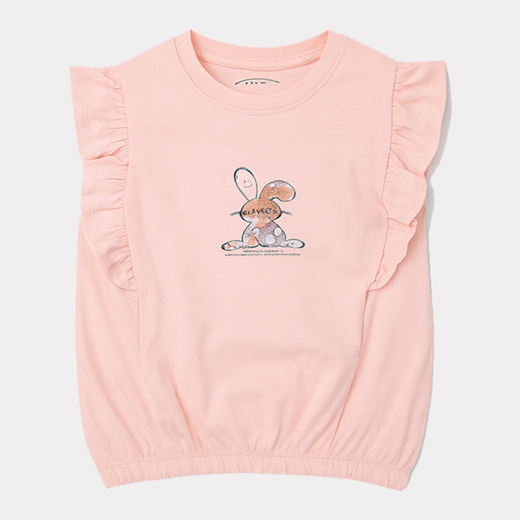 BABY PINK "RABBIT" PRINT T-SHIRT TOP FOR GIRLS