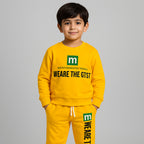 Mustard "M" Print Fleece Fabric Suit For Winters