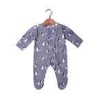 GREY WITH PENGUIN PRINT FULL BODY FULL SLEEVES ROMPERS