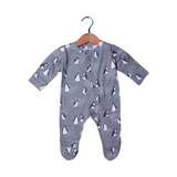 GREY WITH PENGUIN PRINT FULL BODY FULL SLEEVES ROMPERS