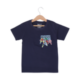NAVY BLUE SUPER HEROES PRINTED HALF SLEEVES T-SHIRT