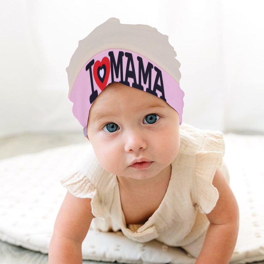 YELLOW & PINK "I LOVE MAMA" PRINTED CAP UNISEX Main image