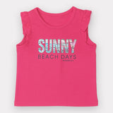 BLUSH PINK "SUNNY BEACH DAYS" PRINT T-SHIRT TOP FOR GIRLS