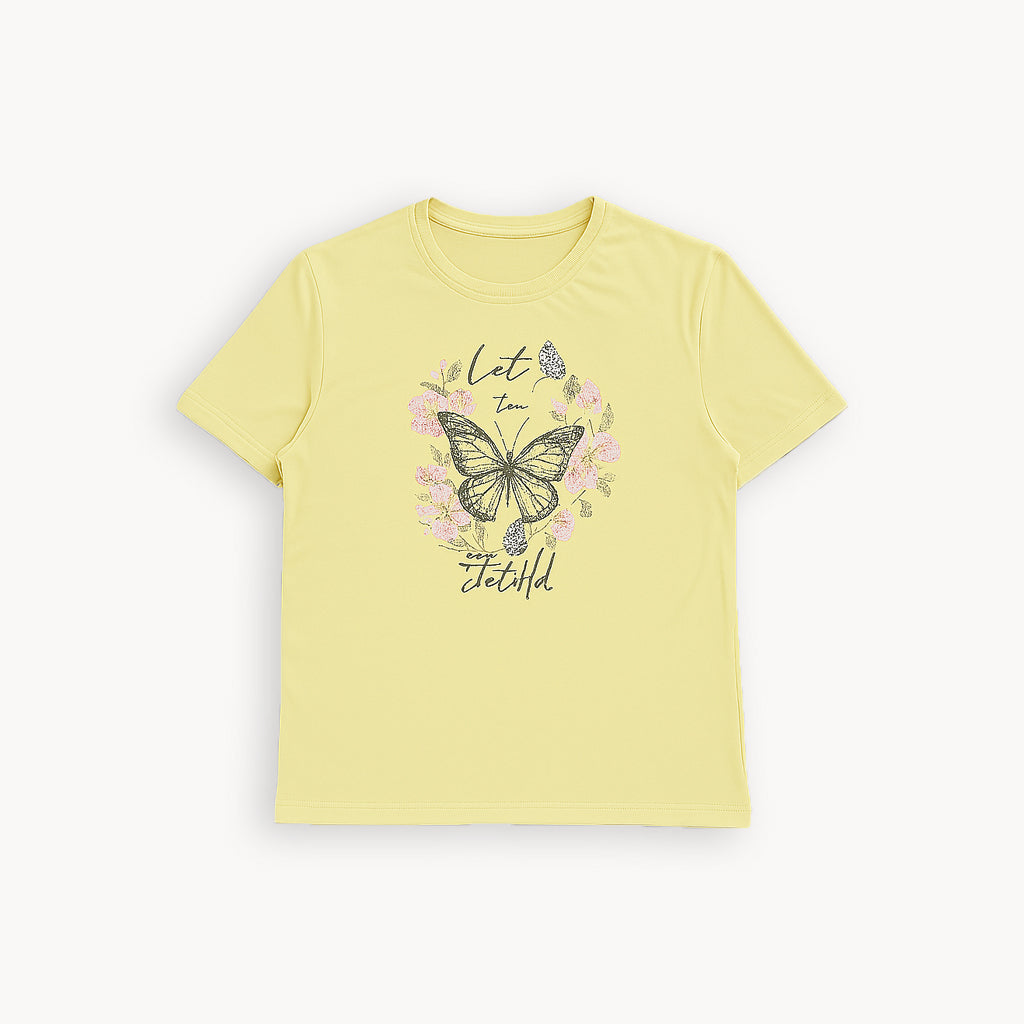 YELLOW KEEP YOUR FAITH PRINT T-SHIRT FOR WOMEN