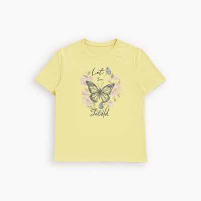 YELLOW KEEP YOUR FAITH PRINT T-SHIRT FOR WOMEN
