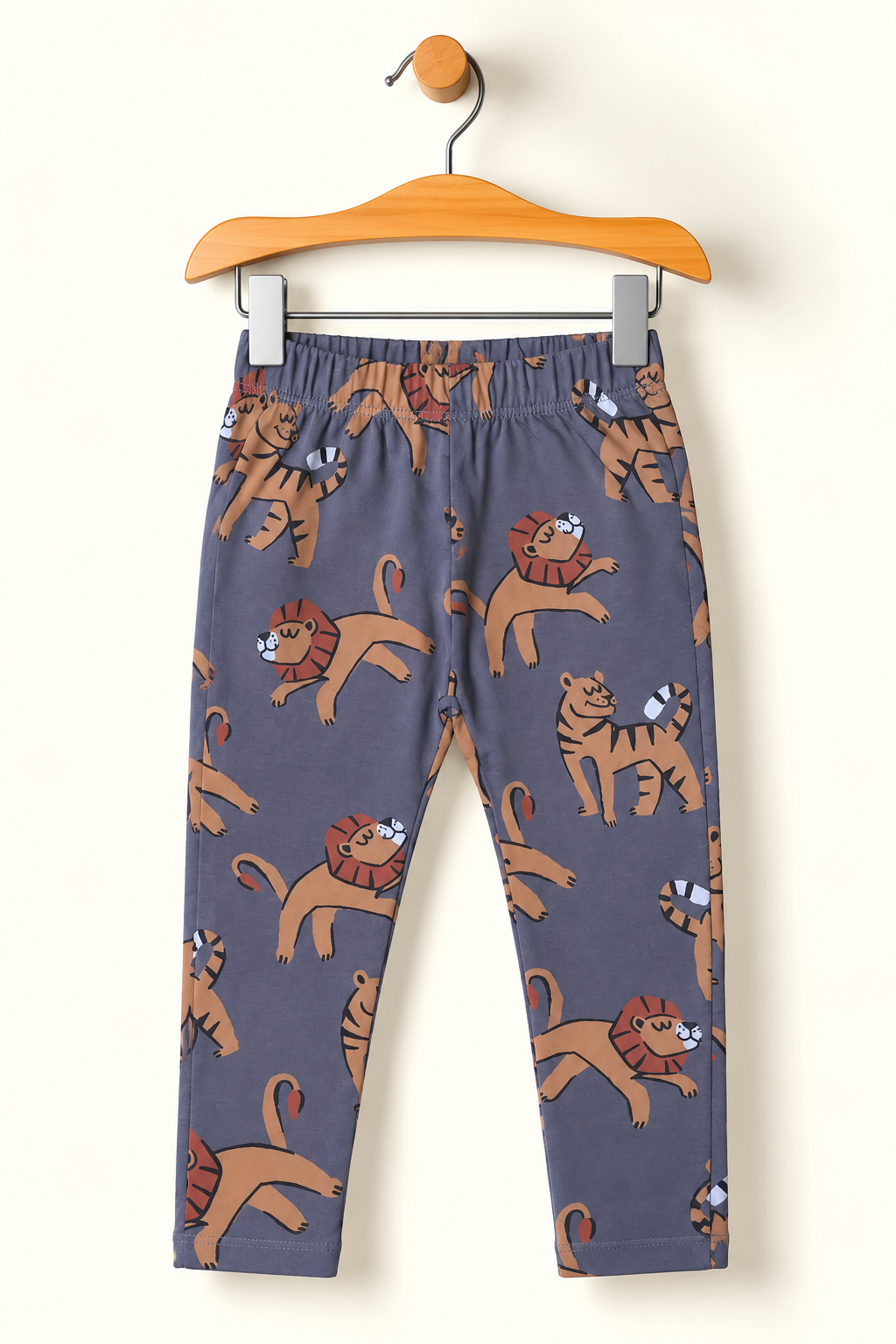 GREY LION & TIGER PRINT JERSY FABRIC PAJAMA TROUSER