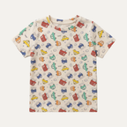 Cream Cars Print Half Sleeves T-Shirt For Boys