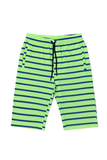 GREEN WITH BLUE BIG STRIPES 3 QUARTER SHORTS FOR MENS