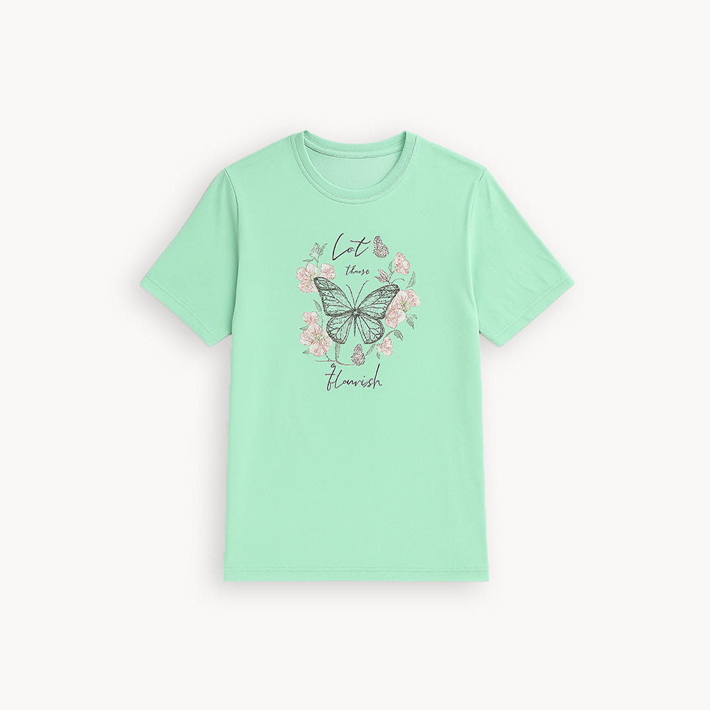 SEA GREEN KEEP YOUR FAITH PRINT T-SHIRT FOR WOMEN