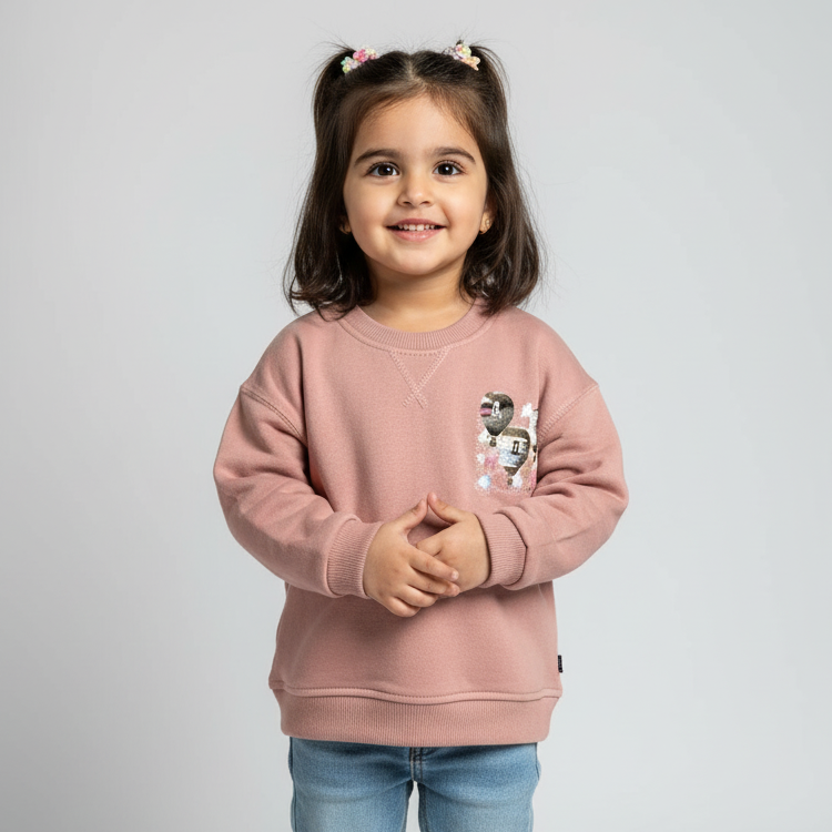 Dull Pink Ballon Terry Fabric Sweatshirt Main image