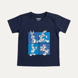 Navy Bugs Bunny Print Half Sleeves T-Shirt For Boys