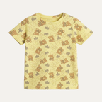 Yellow Teddy Bear Print T-shirt Top For Girls