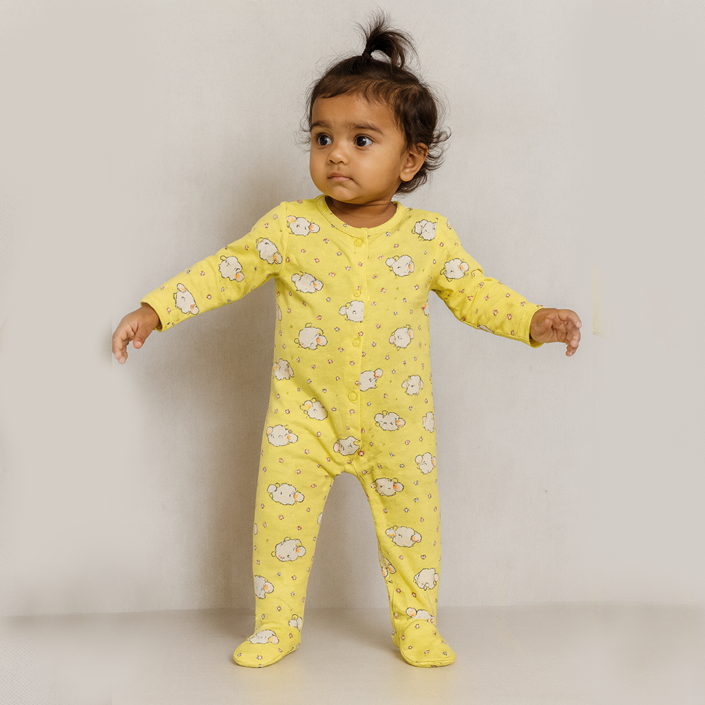 Yellow Sheep Print Romper For Winters Main image