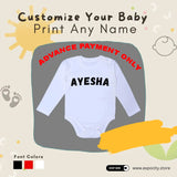 CUSTOMIZE YOUR NAME PRINT ON WHITE FULL SLEEVES HALF BODY ROMPER