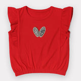 RED "HEARTS" PRINT T-SHIRT TOP FOR GIRLS