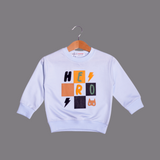 SKY BLUE "HERO" PRINT TERRY FABRIC SWEATSHIRT