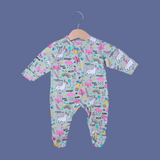 LIGHT GREEN MAGIC UNICORN PRINT FULL BODY FULL SLEEVES ROMPERS