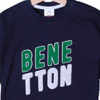 NAVY BLUE "BENE TTON" EMBROIDERED TERRY FABRIC SWEATSHIRT