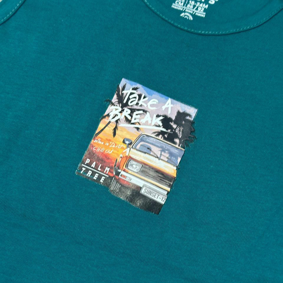 TEAL BLUE TAKE A BREAK PRINT HALF BODY ROMPER Secondary image