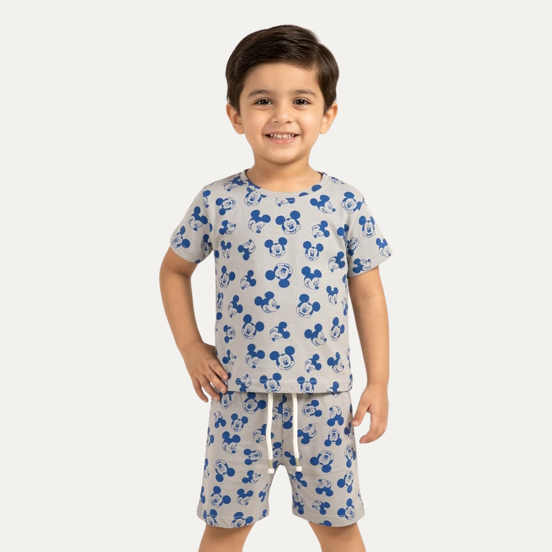 Grey Mickey Mouse Print Suit For Summers Main image